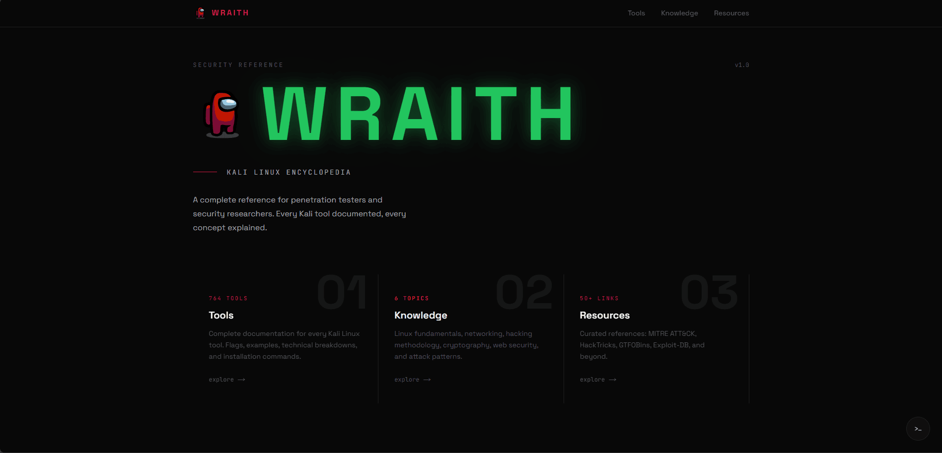 Wraith homepage screenshot